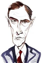 Rob Brydon, walisischer Comedy-Schauspieler, Moderator, Fernsehmoderator und Impressionist; Karikatur